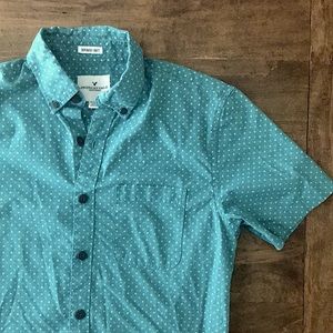 American Eagle | Teal Short Sleeve Button Up XS